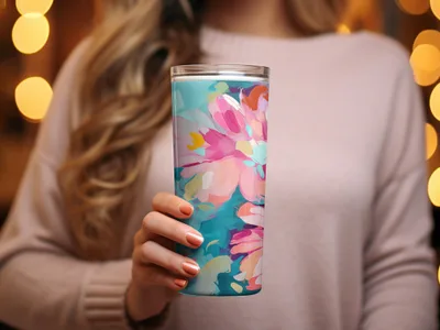Colorful Floral Pattern Tumbler for Beverages Drinkware