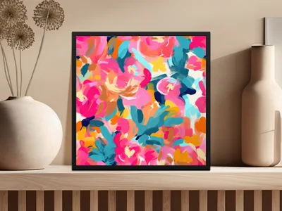 Vibrant Abstract Floral Art Print for Home Decor