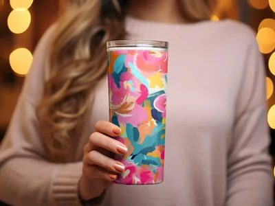 Vibrant Abstract Floral Design Insulated Tumbler Product