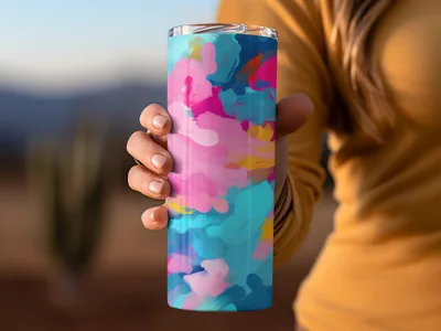 Vibrant Abstract Art Travel Tumbler for Hot and Cold Drinks