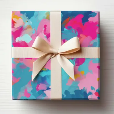 Colorful Abstract Gift Box with Bow Design