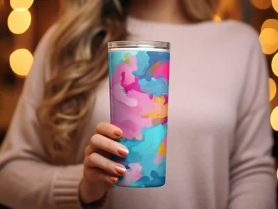 Colorful Abstract Art Design Insulated Tumbler Cup