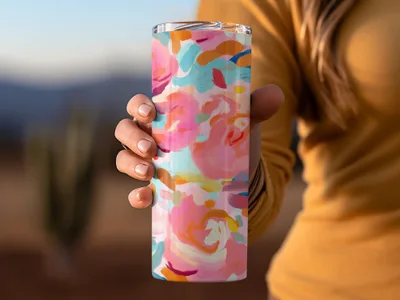 Colorful Abstract Floral Design Insulated Tumbler