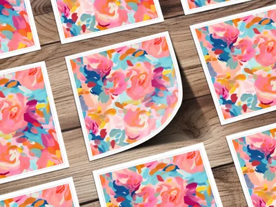 Vibrant Abstract Floral Art Print with Colorful Petals