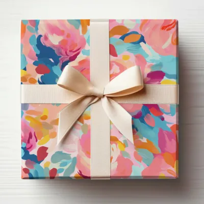 Colorful Gift Wrap with Ribbon Present Packaging Box