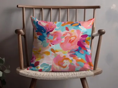 Vibrant Abstract Floral Pattern Decorative Pillow
