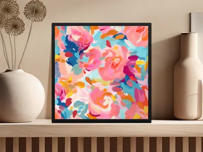 Colorful Abstract Floral Art Print for Home Decor