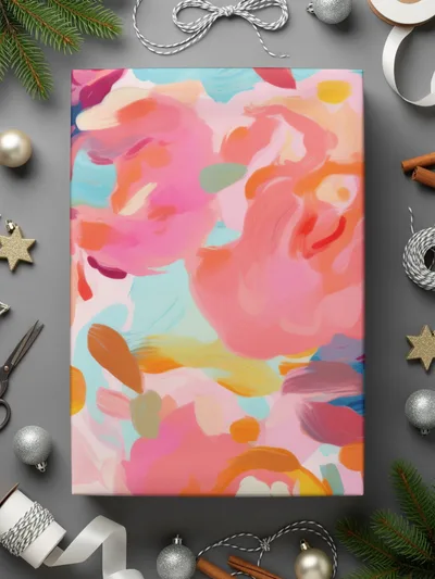 Vibrant Abstract Art Pink Blue Gift Wrapping Paper