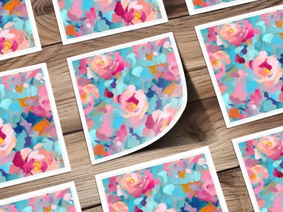 Colorful Abstract Floral Pattern Print Art Design