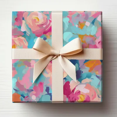 Colorful Floral Gift Box with Bow for Special Occasions