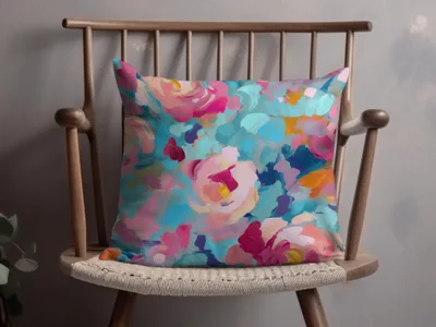 Colorful Abstract Floral Design Home Decor Pillow