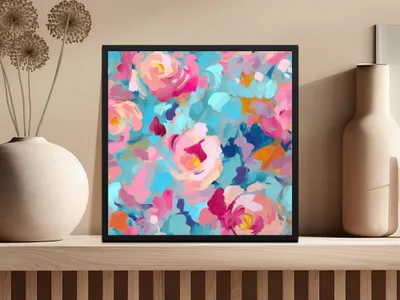 Colorful Abstract Floral Painting Wall Art Decor
