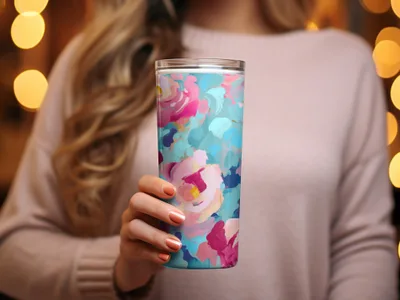 Vibrant Floral Design Insulated Tumbler Travel Mug