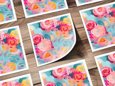 Colorful Flower Painting with Multiple Roses Poster