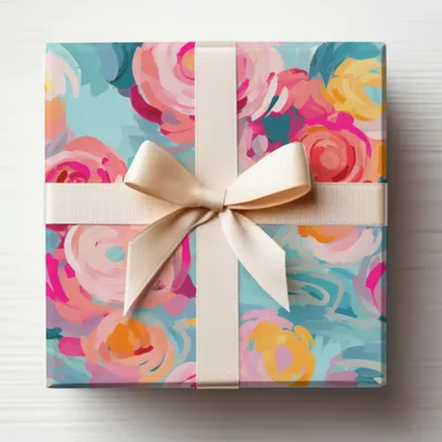 Colorful Floral Gift Box with Bow Special Occasion Gift