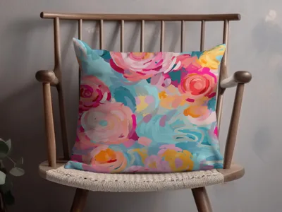 Colorful Floral Design Decorative Throw Pillow