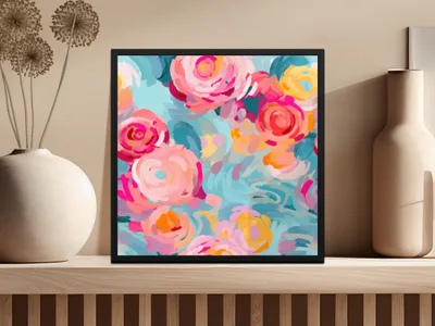 Abstract Floral Artwork Vibrant Colors Wall Art Decor