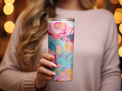 Colorful Abstract Floral Design Insulated Tumbler