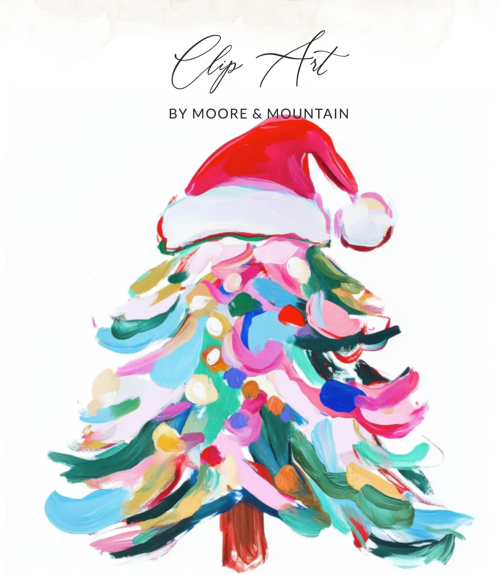 Abstract Christmas Tree PNG Digital Download, Colorful Painterly Santa Hat Tree Sublimation Design, Bright Holiday Clipart Graphic