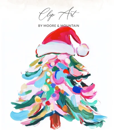 Abstract Christmas Tree PNG Digital Download, Colorful Painterly Santa Hat Tree Sublimation Design, Bright Holiday Clipart Graphic