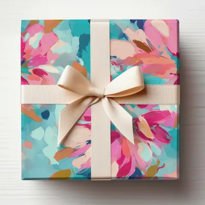 Vibrant Floral Gift Wrapping with Elegant Ribbon