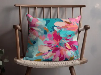 Vibrant Colorful Abstract Floral Design Pillow Cover