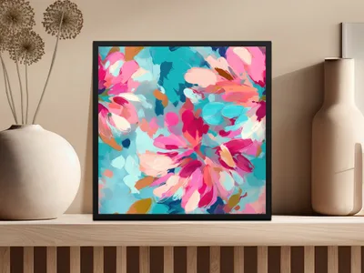 Colorful Abstract Floral Print Wall Art Decor