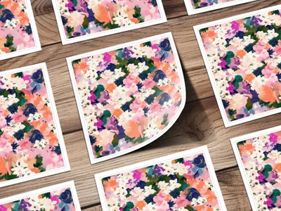 Abstract Colorful Floral Arrangement Painting Digital Acrylic Floral Purple and Pink - Moore and Mountain