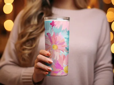 Floral Patterned Insulated Tumbler for Beverages