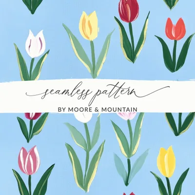 Painted Tulips Repeating Background Pattern Commercial Use
