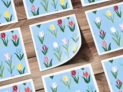 Painted Tulips Repeating Background Pattern Commercial Use - Moore and Mountain