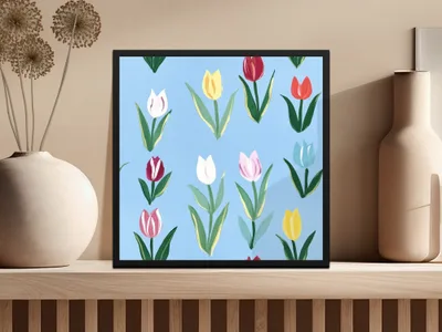 Painted Tulips Repeating Background Pattern Commercial Use - Moore and Mountain