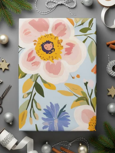 Abstract Floral Seamless Pattern, Blue, Modern Gouache Painted, Digital Paper, Floral Pattern, Flower Print, Fruit Pattern, Digital - Moore and Mountain