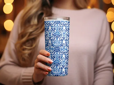 Abstract Indigo Blooms Floral Repeat Pattern Azure Harmony Digital - Moore and Mountain