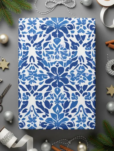 Abstract Indigo Blooms Floral Repeat Pattern Azure Harmony Digital - Moore and Mountain
