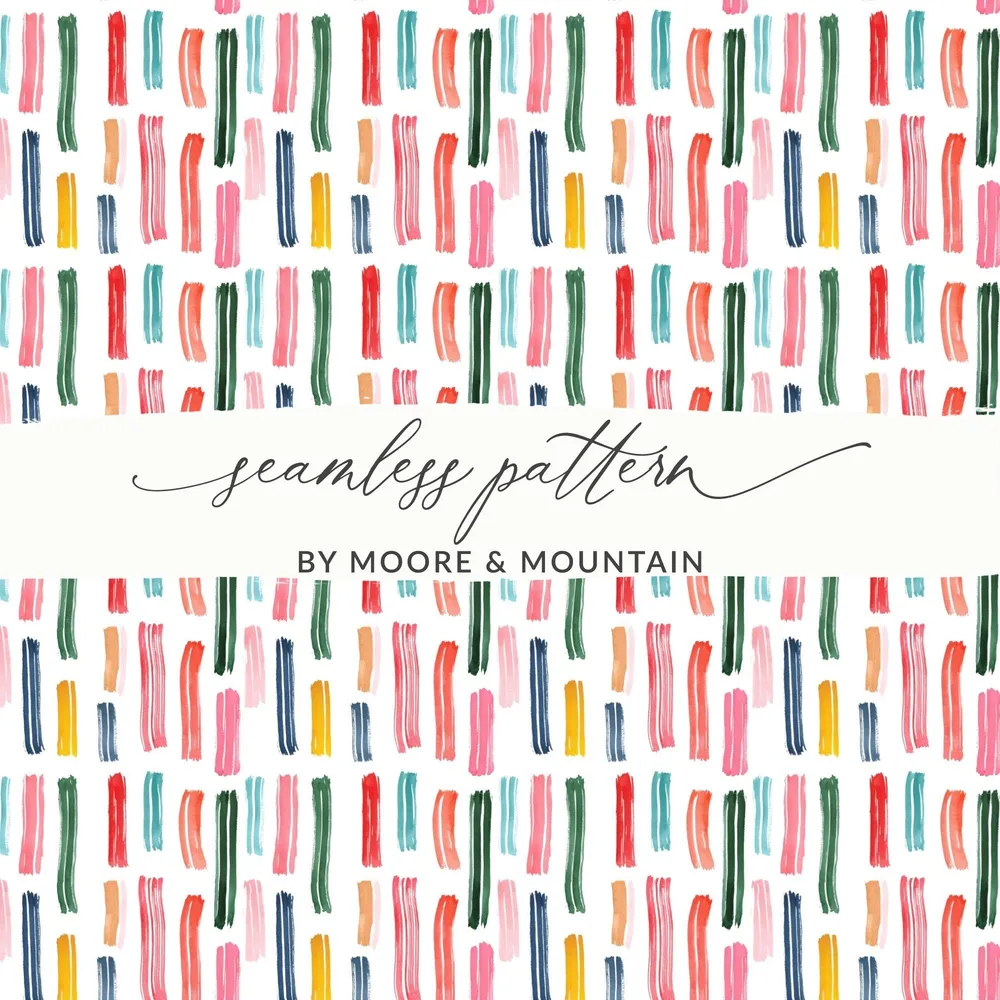 Abstract Lines Vibrant Watercolor Strokes Seamless Pattern Design Digital - Moore and Mountain