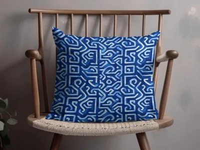 Abstract Maze Pattern in Blue Shades Cool Design Digital - Moore and Mountain