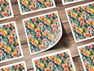 Abstract Painted Floral Artwork In Jewel Tones Spring Colors Digital - Moore and Mountain