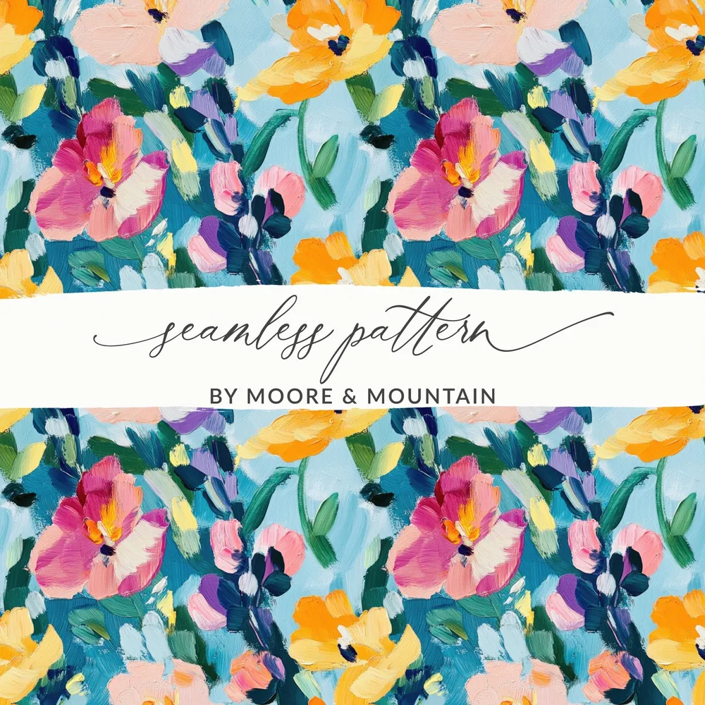 Abstract Painted Spring Floral Design Jewel Tones - Moore and Mountain