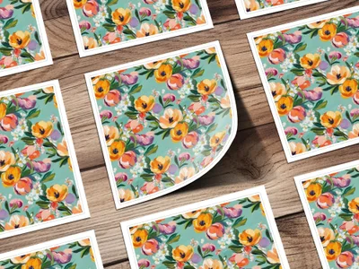 Abstract Painted Spring Floral Pattern in Jewel Tones - Moore and Mountain