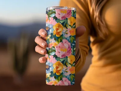 Abstract Painted Spring Floral with Jewel Tones Digital - Moore and Mountain