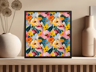 Abstract Painted Spring Flowers Jewel Tones Art - Moore and Mountain