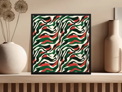 Abstract Zebra Stripe Digital Paper, Red Green Camo Seamless Pattern, Animal Print Background, Fabric Design Digital Download - Moore and Mountain