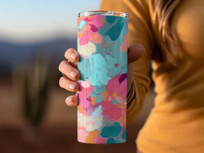 Vibrant Floral Design Insulated Tumbler Cup for Drinks