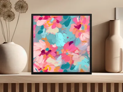 Vibrant Abstract Floral Art Print for Home Decor