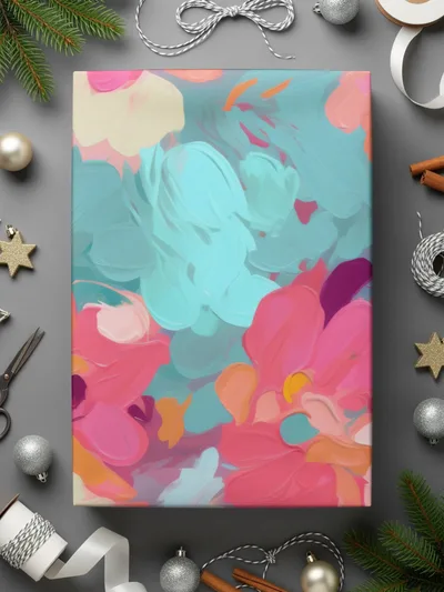 Abstract Floral Painting with Colorful Brushstrokes Canvas
