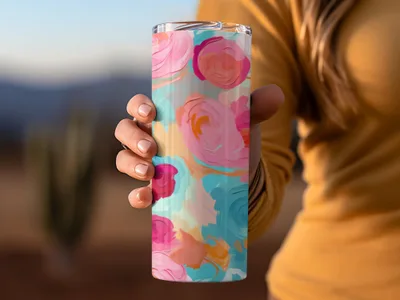 Colorful Abstract Floral Tumbler for Beverage Lovers