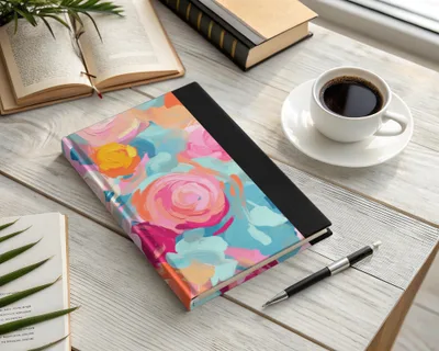 Colorful Abstract Flower Design Hardcover Journal