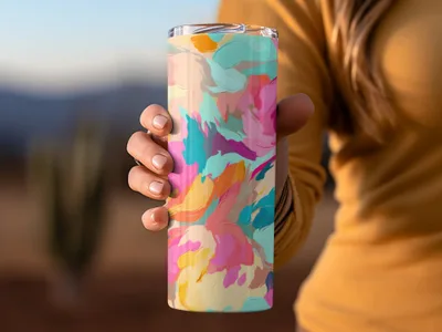Vibrant Abstract Multicolor Design Travel Tumbler