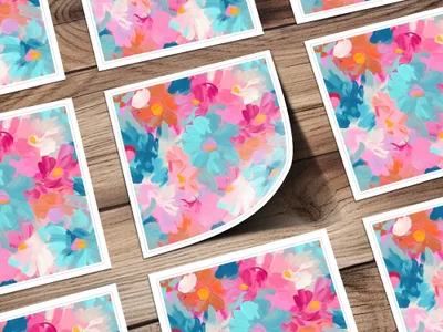 Vibrant Floral Art Print with Bold Brushstrokes Design